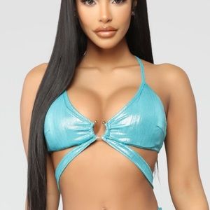 Fashion nova teal straps bikini top
